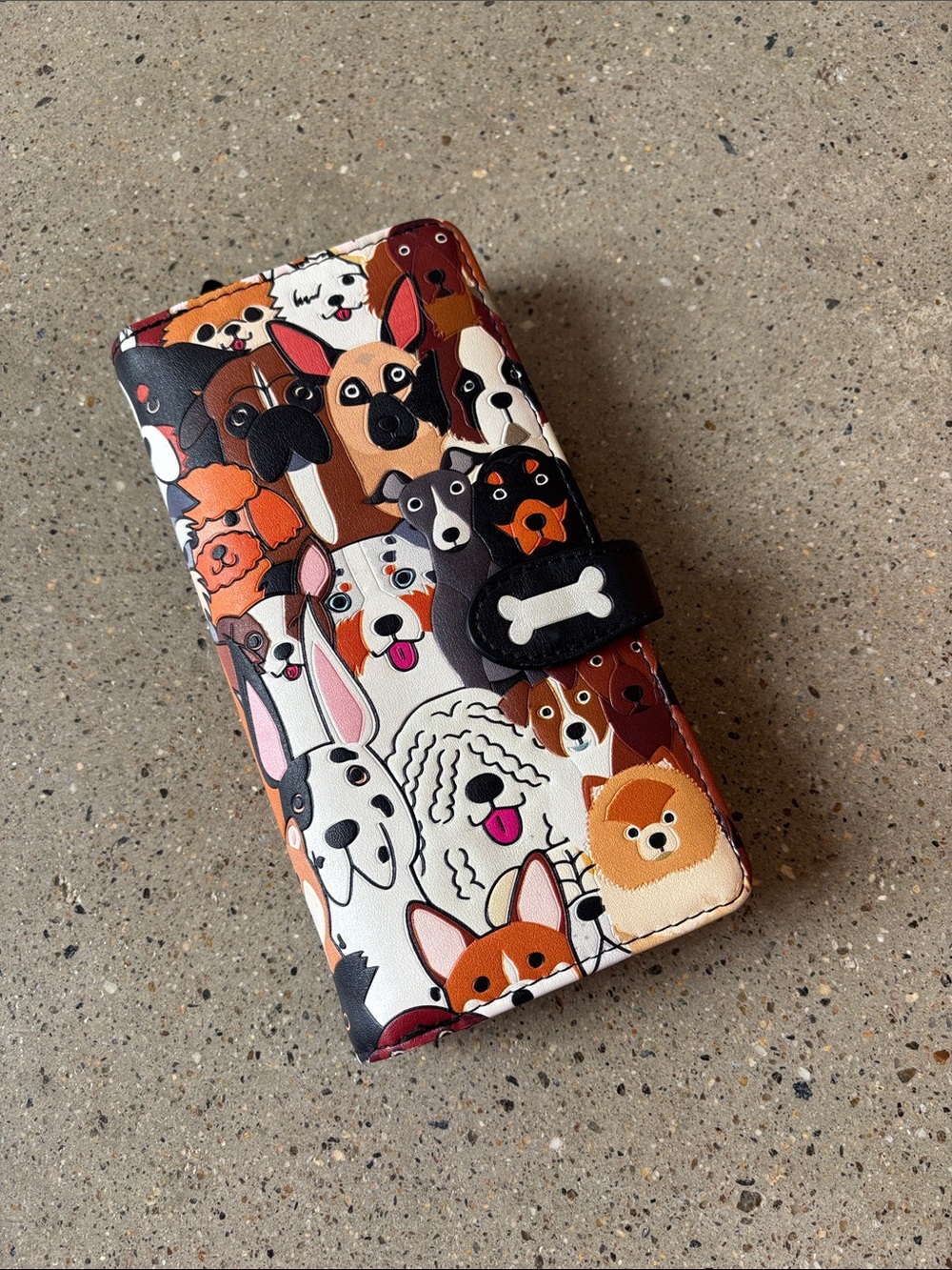 Dog Pattern Wallet Phone Case - Brown Multi